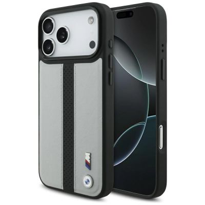 BMW M Perforated Stripe Logo MagSafe Case für iPhone 17 Pro Max – Grau