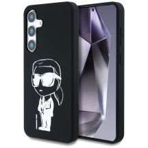 Karl Lagerfeld Silikon Graffiti Ikonik gedrucktes Logo MagSafe Samsung Galaxy S25 Hülle schwarz