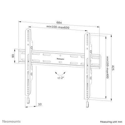 14. Neomounts WL30S-850BL16 TV-Wandhalterung 2,18 m (86") Schwarz