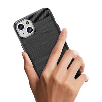 4. Flexible Carbon-Musterhülle für iPhone 15 Plus Carbon Case – Schwarz