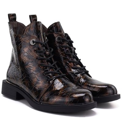 4. Braune Lackleder-Ankle-Boots für Damen, S.Barski HY62-8140