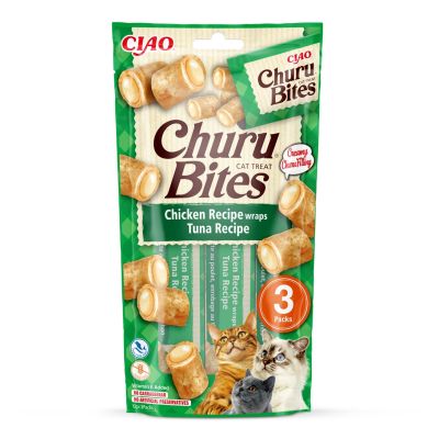 CHURU Bites Thunfisch- und Hühner-Leckerli für Katzen, 3 x 10 g
