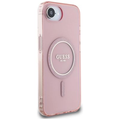 4. Guess IML Glitter Circle MagSafe Hülle für iPhone 16e - Pink