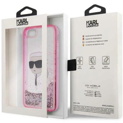 8. Karl Lagerfeld KLHCI8LNKHCP iPhone 7/8/ SE 2020/2022 pink/pink Hardcase Glitter Karl Head