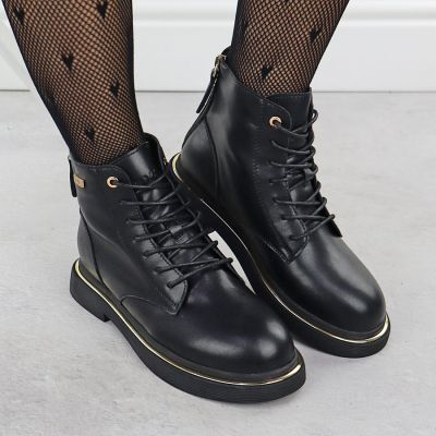 5. Schwarze Damen-Ankle-Boots aus Leder, Goe SS2N4101