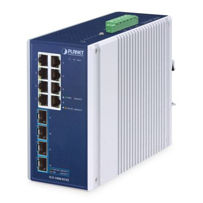 PLANET IP30 Industrieller 8-Port Unmanaged Gigabit Ethernet (10/100/1000) Aluminium, Blau