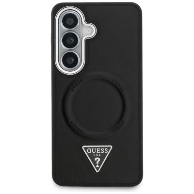 3. Guess MagSafe-Hülle mit geprägtem Ring-Dreieck-Logo für Samsung Galaxy S26 – Schwarz