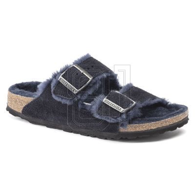 7. Birkenstock Arizona VL Shearling Midnight Suede Leather Insulated Flip-Flops Wide Regular (1020592)