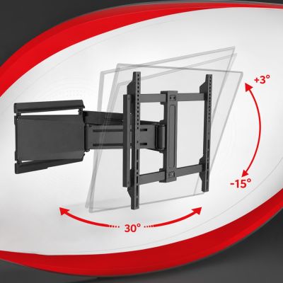 8. MACLEAN TV-WANDHALTERUNG, VESA 600 x 400, max. 37–90 Zoll, max. Traglast 65 kg, Schwarz, MC-881 N