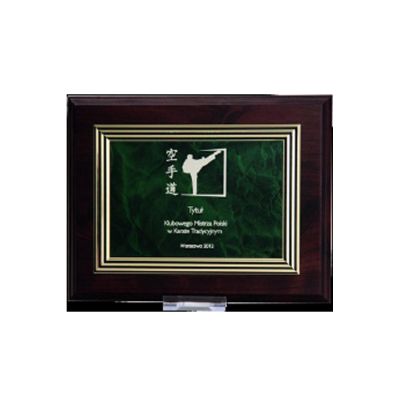 3. Kunststoffdiplom mit Gravur auf einer Goldplatte