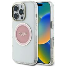 Guess IML Metal Colored Circle Classic Logo MagSafe Hülle für iPhone 16 Pro Max - Pink