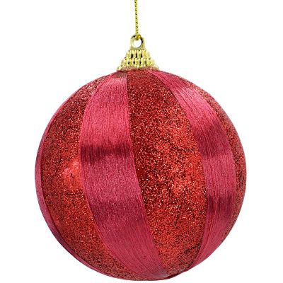3. BRUCHSICHERE KUNSTSTOFF-KUGELN 10 CM ROT 4 STÜCK STRIPES MICA