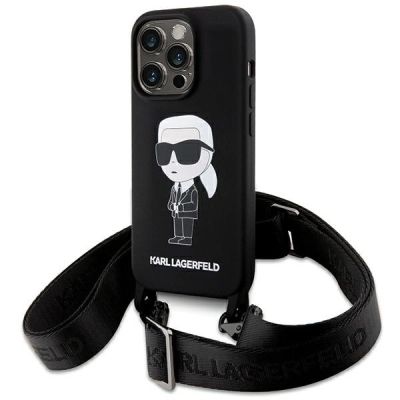 Karl Lagerfeld KLHCP15XSCBSKNK iPhone 15 Pro Max 6,7" Hardcase schwarz/schwarz Crossbody Silikon Ikonik