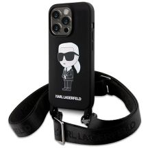 Karl Lagerfeld KLHCP15XSCBSKNK iPhone 15 Pro Max 6,7" Hardcase schwarz/schwarz Crossbody Silikon Ikonik