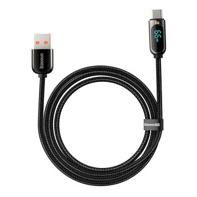 3. Baseus Display Schnellladedaten USB-A / USB-C 66W 1 m Kabel - Schwarz