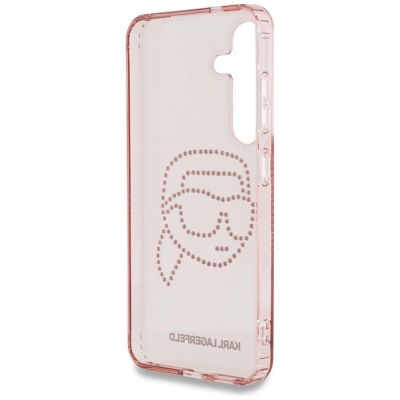 7. Karl Lagerfeld Strasssteine K. Kopf Logo Samsung Galaxy S25 Hülle Pink