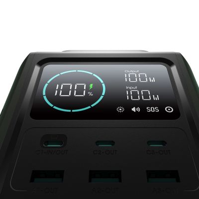 5. Powerbank Joyroom JR-PBF10 75000mAh 100W 3x USB-C 3x USB-A mit faltbarer Taschenlampe und Griff - Grün