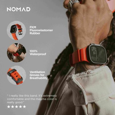 4. Nomad Rocky Point Armband, schwarzes Leder, Titan