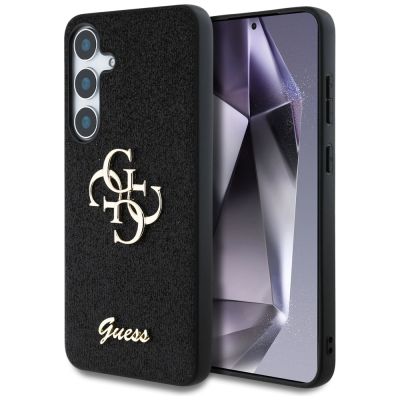 Guess Fixed Glitter Big 4G Metal Logo Hülle für Samsung Galaxy S25 schwarz