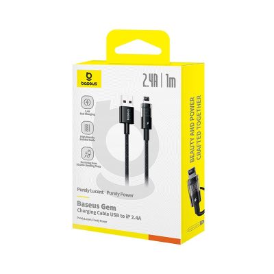 6. Baseus Gem Kabel USB Typ A auf iPhone 2,4 A 1 m (Schwarz)