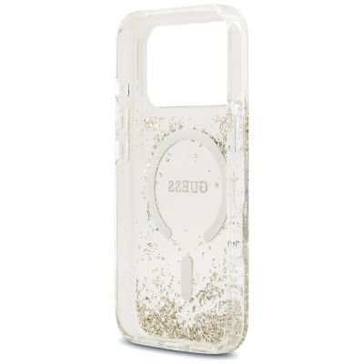 7. Guess Resin Bottom Glitter MagSafe Hülle für iPhone 17 Pro - Gold