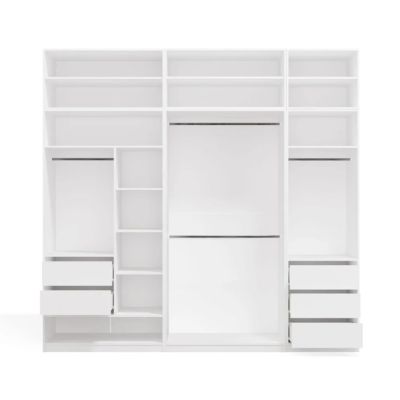Modularer Kleiderschrank OPENO SET 260/250 WEISS mit Schubladen, Kleiderstangen und Einlegeböden – groß, fürs Schlafzimmer