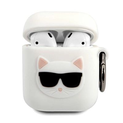 Karl Lagerfeld Silikon-Schutzhülle für AirPods 1/2 - Weiß