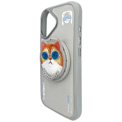 4. Nimmy Glasses Cool Cat MagSafe Case für iPhone 16 - Grau
