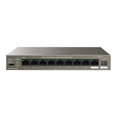 5. Tenda TEG1110PF-8-120W Netzwerkkarte, unmanaged Gigabit Ethernet (10/100/1000) mit PoE-Unterstützung, Schwarz