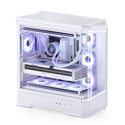 27. Jonsbo D400 PC-Gehäuse, Midi-Tower, ATX, gehärtetes Glas – Weiß