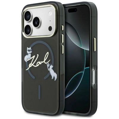 Karl Lagerfeld MagSafe-Hülle mit Schriftzug für iPhone 18 Pro Max / 17 Pro Max – Schwarz