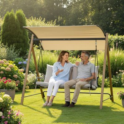 24. GARTEN- UND BALKONSCHAUKEL FÜR 2 PERSONEN 194x136x173CM SANDfarben
