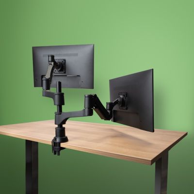 Monitorhalterung R-Go Tools R-Go Monitorarm 0"–32" 2 TFT Max. 9 kg Caparo 4 Gasfeder silber