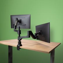 Monitorhalterung R-Go Tools R-Go Monitorarm 0"–32" 2 TFT Max. 9 kg Caparo 4 Gasfeder silber