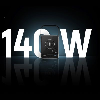 8. Cuktech Powerbank 300W 40000mAh mit kabelloser Ladefunktion, 2x USB-C + 2x USB-A - Schwarz
