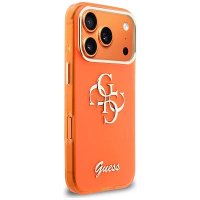 4. Guess IML 4G Script Metallhülle für iPhone 17 Pro – Orange