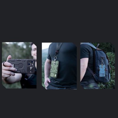 14. Nillkin CamShield Armor Pro Magnetische Hülle iPhone 14 Plus Magnetische MagSafe-Abdeckung mit Kameraschutz Blau