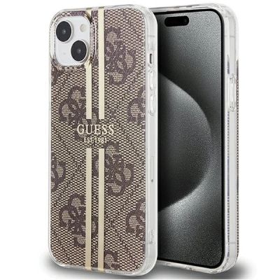 Guess IML 4G Gold Stripe Hülle für iPhone 15 Plus / 14 Plus – braun