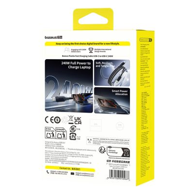 5. Baseus PicoGo Schnellladekabel 240W USB-C auf USB-C, 1 m – Schwarz