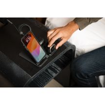 UAG 3-in-1 Reiseladegerät – kabelloses Reiseladegerät für drei Geräte, 15 W, MagSafe-kompatibel, inklusive Kabel, Stecker und Organizer (schwarz/grau)