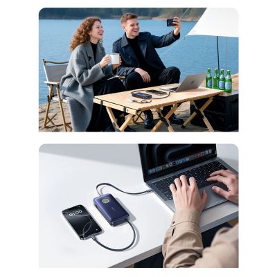 19. Baseus EnerCore CR11 20000mAh 100W Powerbank mit einziehbarem USB-C-Kabel – Schwarz