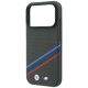 6. BMW M Quadrille Kevlar-Print, dreifarbige Linien & Metalllogo, MagSafe-Hülle für iPhone 18 Pro Max / 17 Pro Max – Dunkelgrau