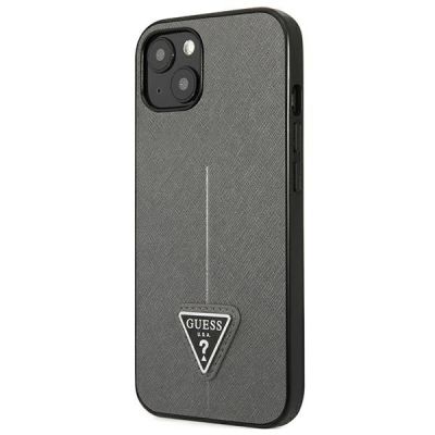 2. Guess SaffianoTriangle Logo Case für iPhone 13 / 14 / 15 6.1" - Silber
