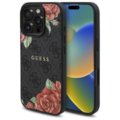 Guess GUHMP16XP4ROPEMCK iPhone 16 Pro Max 6,9" schwarz/schwarzes Hardcase 4G Flowers Print MagSafe