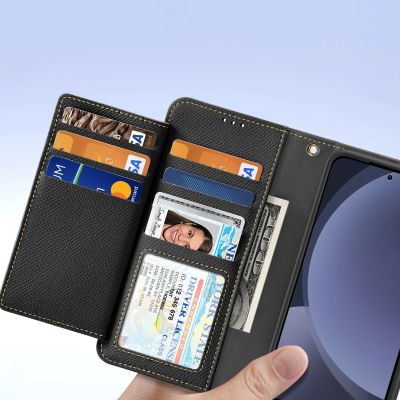 8. Dux Ducis Lawa Lederhülle für Samsung Galaxy S25+ mit abnehmbarer magnetischer Brieftasche – Schwarz