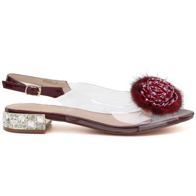 3. Damen-Transparentsandalen mit Verzierung, bordeauxrot D&A MR62-9072