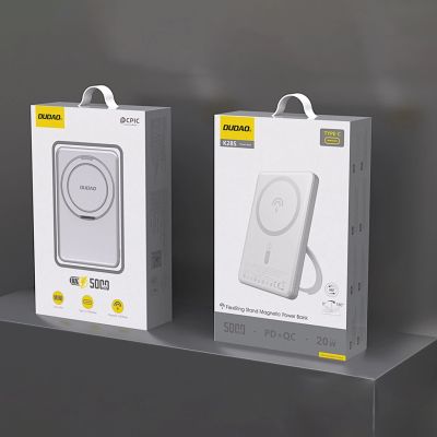2. Dudao K28S 20W PD 5000mAh Powerbank mit MagSafe und Ständer - Silber
