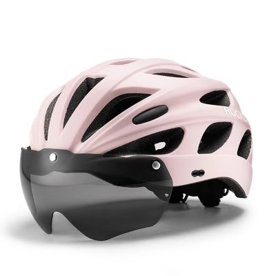 2. Rockbros Fahrradhelm mit Visier, abnehmbare UV-Brille, abnehmbares Visier, Unisex – Rosa