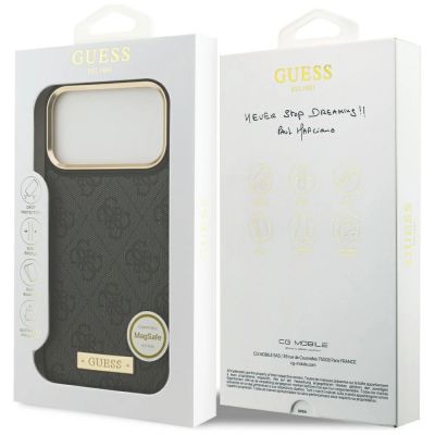 8. Guess 4G Logo Plate MagSafe Hülle für iPhone 17 Pro Max – Schwarz