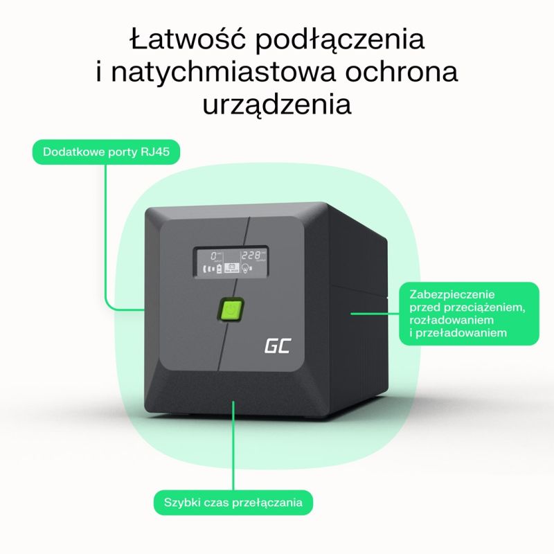 4. GREEN CELL USV POWERPROOF 600W/1000VA MODIFIZIERTE SINUSFORM